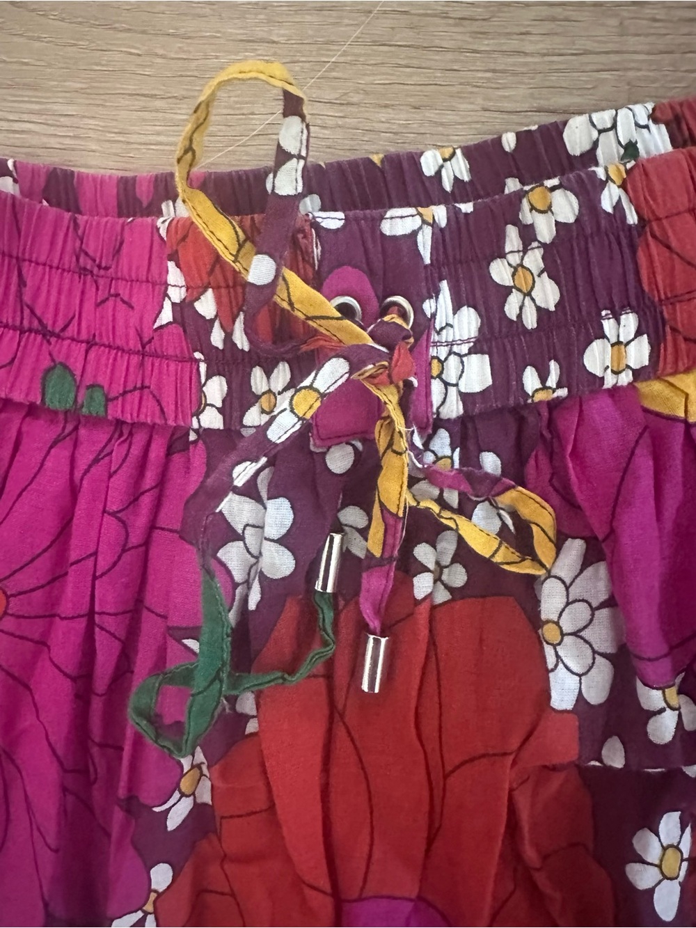 Dodo Bar Or Magenta Floral Tiered Maxi Skirt with Yellow & Green Accents - Picture 4 of 6